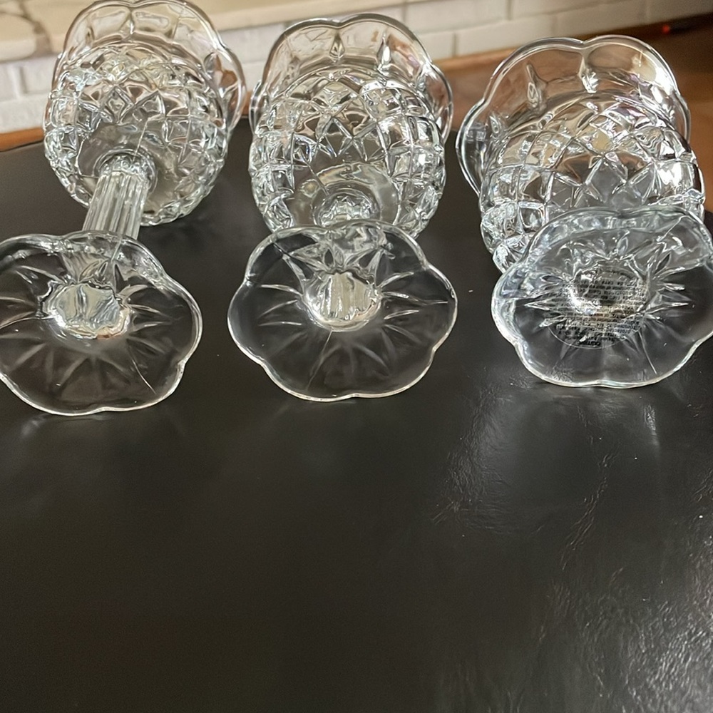 Vintage Home Interiors Tulip Cup Stem Votive Glass Candle Holders Set Of 3 - Picture 5 of 6